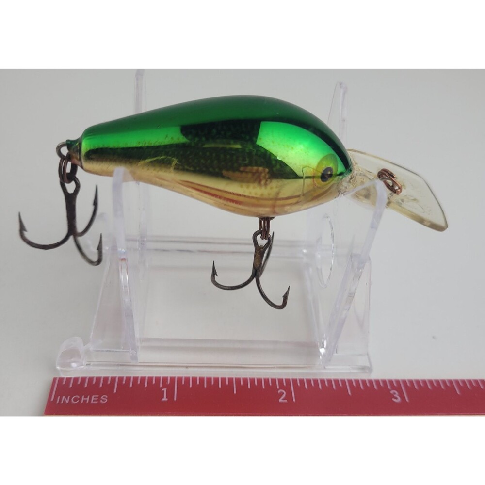 Vintage Rapala Fat Rap Crankbait Lure Metallic Green shad design